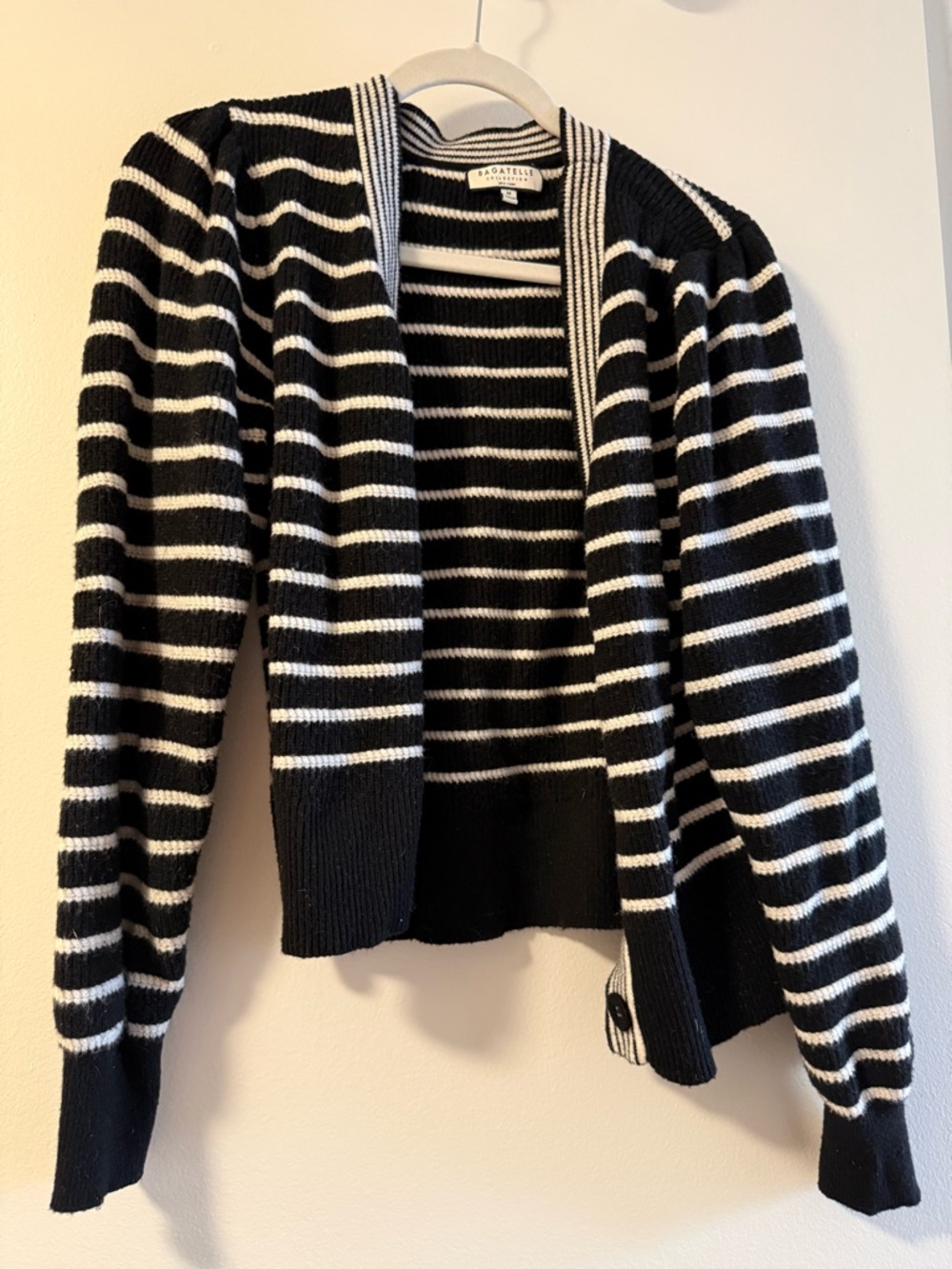 Caslon Black & White Striped Open-Front Cardigan